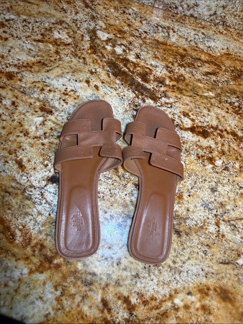 Hermes Brown Oran Slide Sandals - Picture 3 of 4